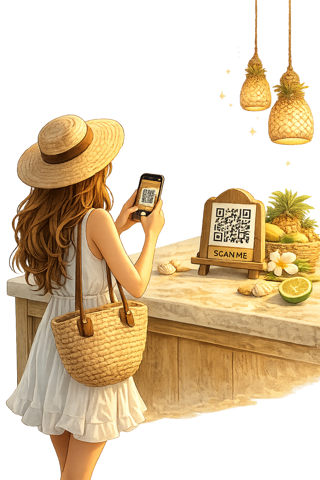 Guest scanning QR code to access property guide